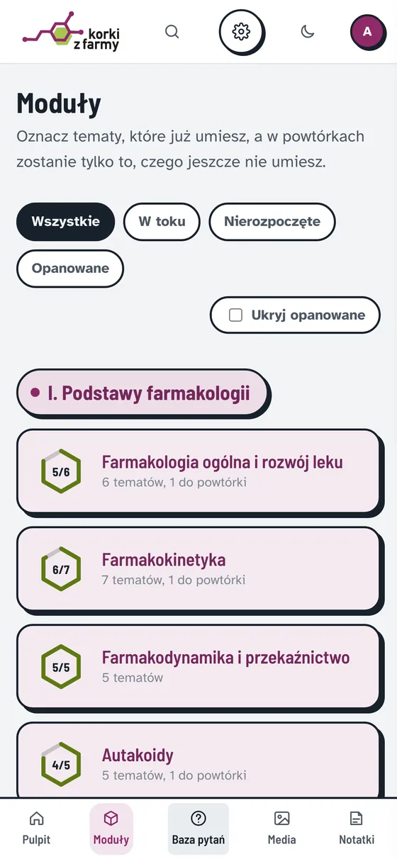 Moduły na telefonie z sześciokątem postępu